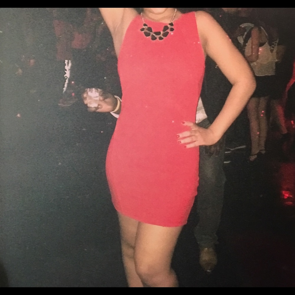 Red fitted dress